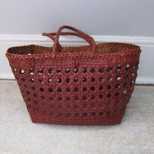 Dragon Diffusion Style Brown Leather Woven Tote Medium Excellent Condition